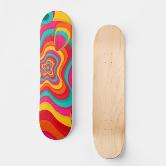 Kleurig Psychedelic groovy-patroon Persoonlijk Skateboard (Voorkant)
