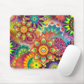 Kleurig psychedelisch Abstract bloempatroon Muismat (Met muis)