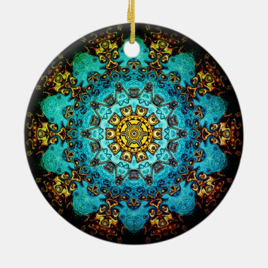 Kleurig psychedelisch abstract patroon keramisch ornament (Achterkant)