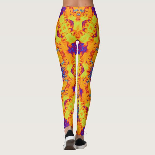 Kleurig psychedelisch abstract patroon leggings (Achterkant)