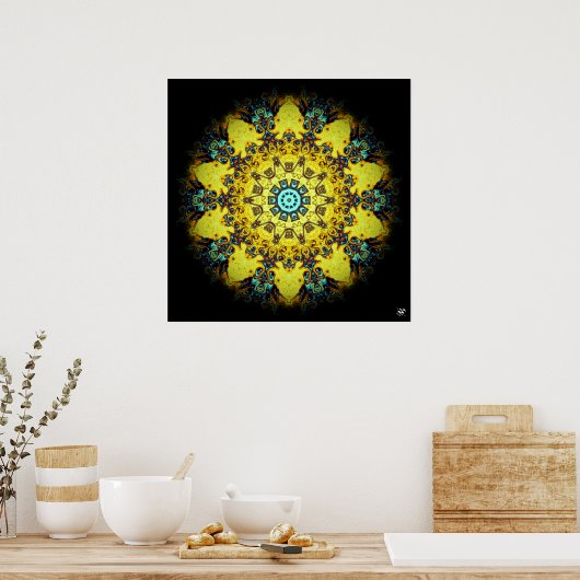 Kleurig psychedelisch abstract patroon poster (Keuken)