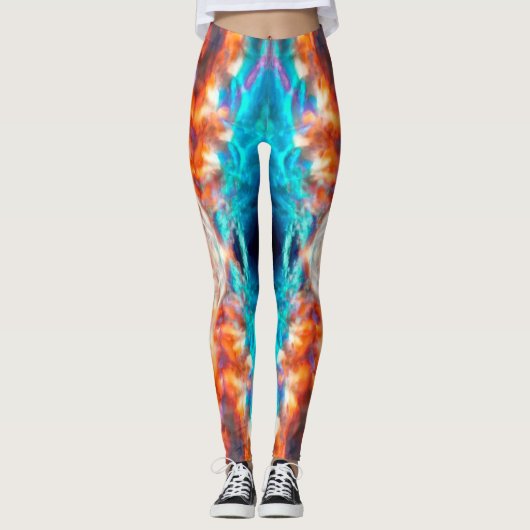 Kleurig psychedelisch caleidoscooppatroon leggings (Voorkant)