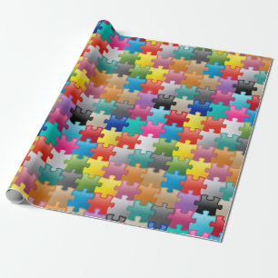 Kleurig puzzelpatroon cadeaupapier