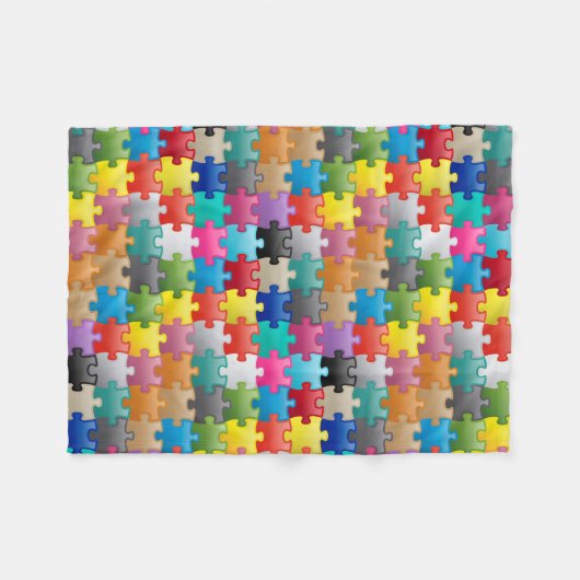 Kleurig puzzelpatroon fleece deken (Voorkant (Horizontaal))