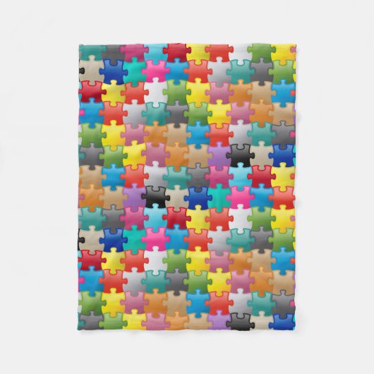 Kleurig puzzelpatroon fleece deken (Voorkant)