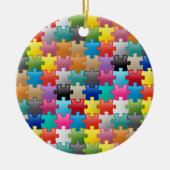 Kleurig puzzelpatroon keramisch ornament (Voorkant)