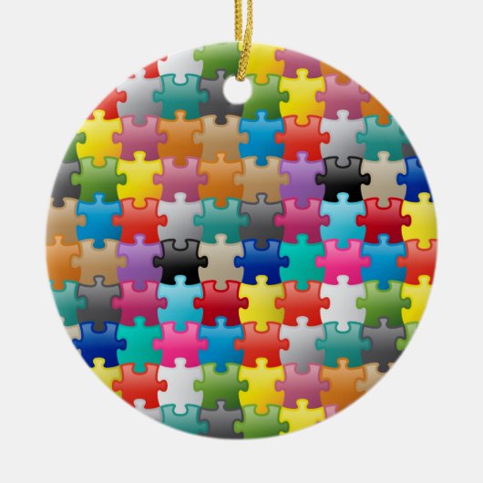 Kleurig puzzelpatroon keramisch ornament (Voorkant)