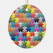 Kleurig puzzelpatroon keramisch ornament (Links)