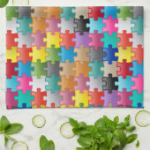 Kleurig puzzelpatroon theedoek (Gevouwen)