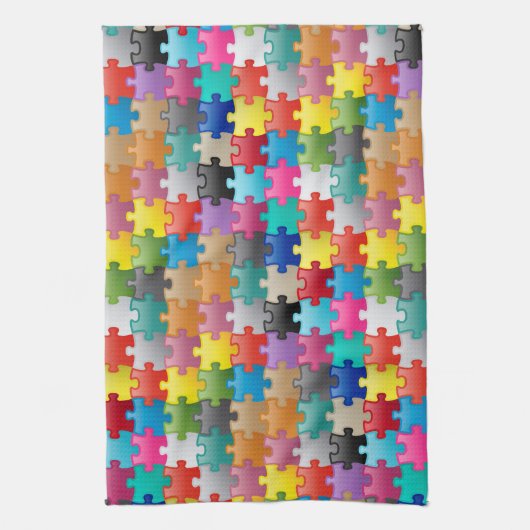 Kleurig puzzelpatroon theedoek (Verticaal)