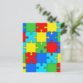 Kleurig puzzelpatroon voor puzzelstukpuzzels briefkaart (Staand voorkant)