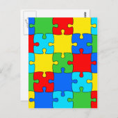 Kleurig puzzelpatroon voor puzzelstukpuzzels briefkaart (Voorkant / Achterkant)