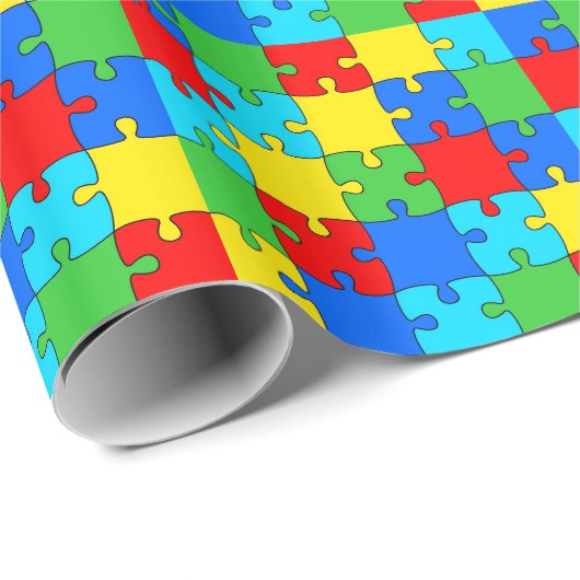 Kleurig puzzelpatroon voor puzzelstukpuzzels cadeaupapier (Rol Hoek)