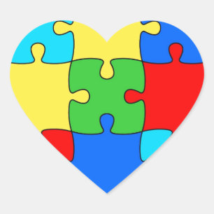 Kleurig puzzelpatroon voor puzzelstukpuzzels hart sticker