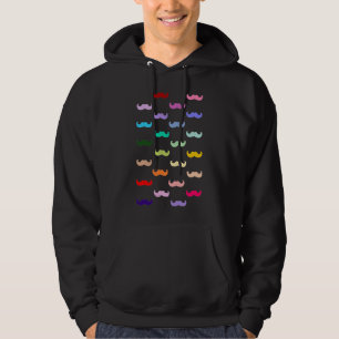 Kleurig Rainbow Mustache patroon op zwart Hoodie