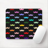 Kleurig Rainbow Mustache patroon op zwart Muismat (Met muis)