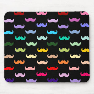 Kleurig Rainbow Mustache patroon op zwart Muismat