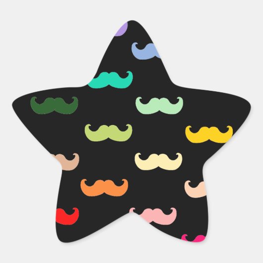 Kleurig Rainbow Mustache patroon op zwart Ster Sticker (Voorkant)