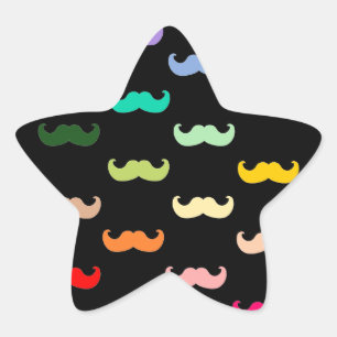 Kleurig Rainbow Mustache patroon op zwart Ster Sticker