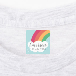 Kleurig regenboogijzer, kinder op het etiket labels