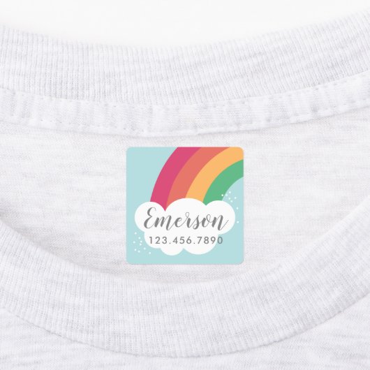 Kleurig regenboogijzer, kinder op het etiket labels (Aangebracht)