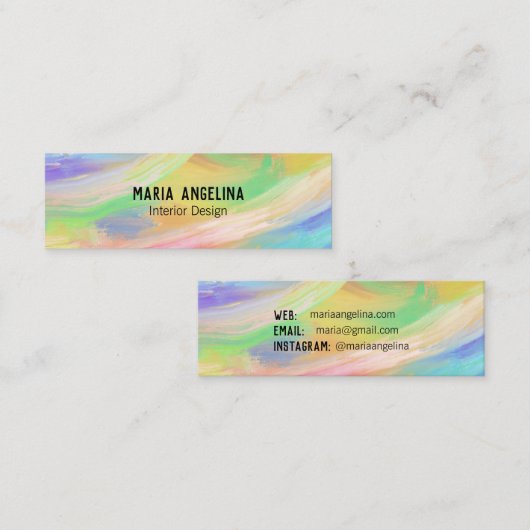 Kleurig regenboogoliefilter, abstract mini visitekaartje (Voorkant / Achterkant)