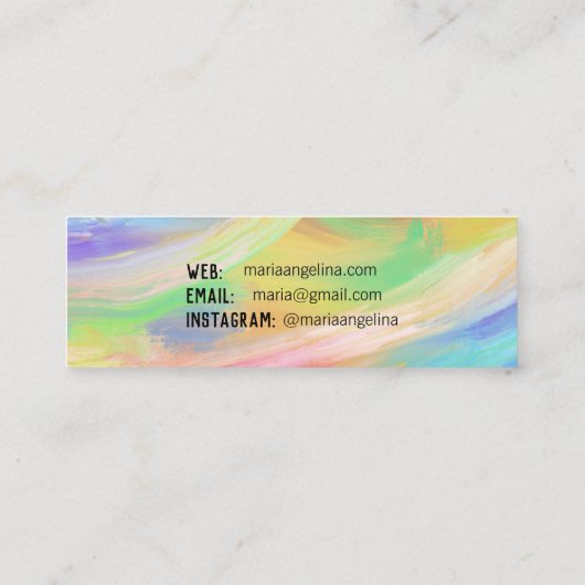 Kleurig regenboogoliefilter, abstract mini visitekaartje (Achterkant)