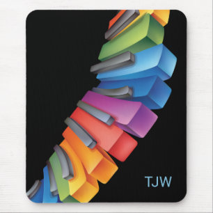 Kleurig regenboogtoetsenbord met monogram muismat