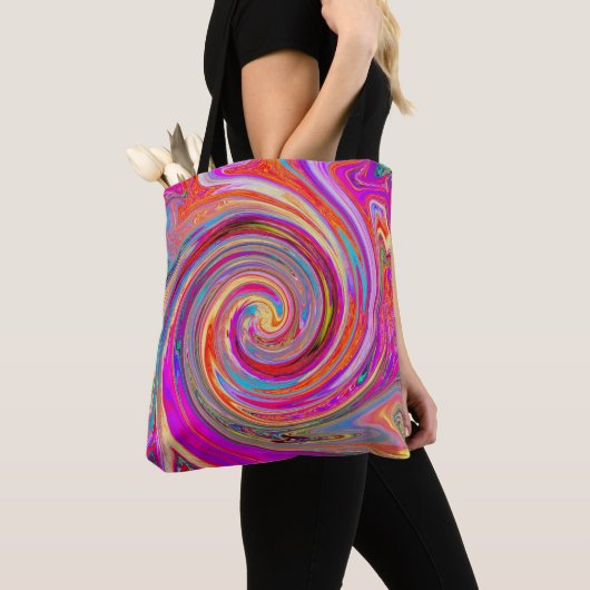 Kleurig regenboogvormig retroflectief abstract ont tote bag (Dichtbij)