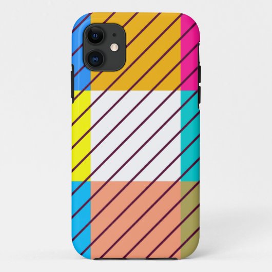 Kleurig retro gestript patroon Case-Mate iPhone case (Achterkant)