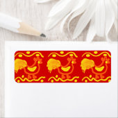 Kleurig rood geel Oranje rooster Kip-ontwerp Etiket (Insitu)