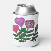 Kleurig Roos ontwerp Blikjeskoeler (Blikje Voorkant)