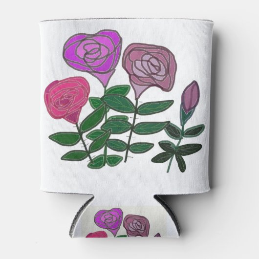 Kleurig Roos ontwerp Blikjeskoeler (Voorkant)