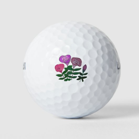 Kleurig Roos ontwerp Golfballen (Voorkant)