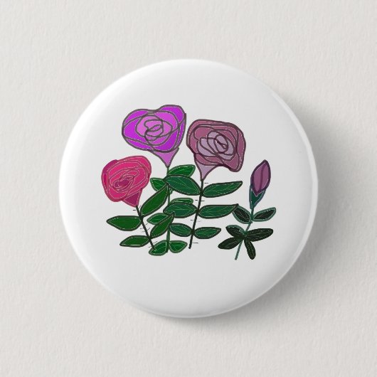 Kleurig Roos ontwerp Ronde Button 5,7 Cm (Voorkant)