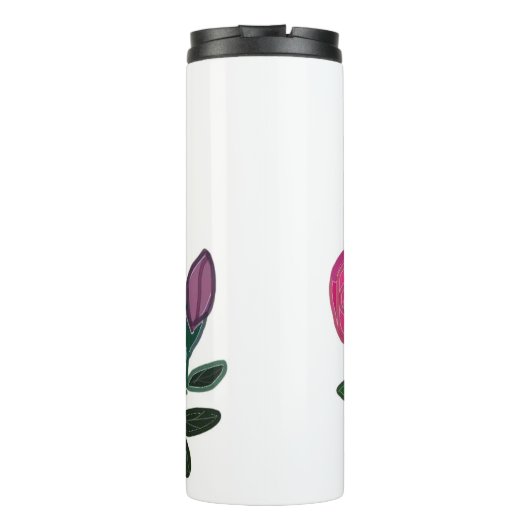 Kleurig Roos ontwerp Thermosbeker (Achterkant)