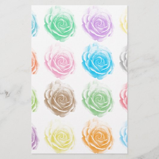 Kleurig roos patroon briefpapier (Voorkant)
