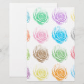 Kleurig roos patroon briefpapier (Voorkant / Achterkant)