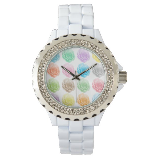 Kleurig roos patroon horloge (Voorkant)