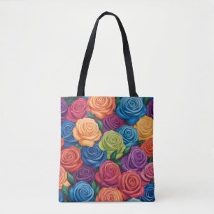 Kleurig roos patroon tote bag