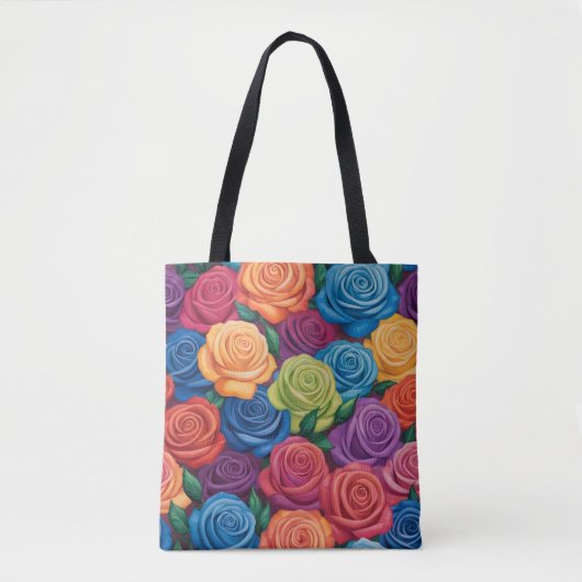 Kleurig roos patroon tote bag (Voorkant)