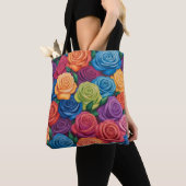 Kleurig roos patroon tote bag (Dichtbij)