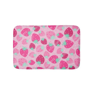 Kleurig roze aardbeipatroon badmat