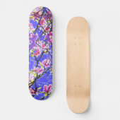 Kleurig roze blauw abstract bloemontwerp skateboard (Voorkant)