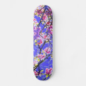 Kleurig roze blauw abstract bloemontwerp skateboard (Voorkant)