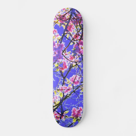 Kleurig roze blauw abstract bloemontwerp skateboard (Voorkant)