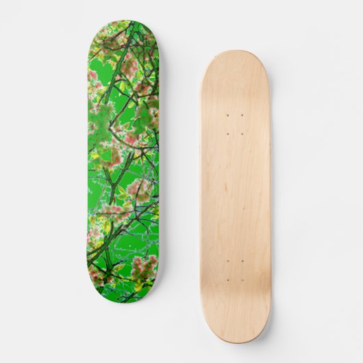 Kleurig roze groen abstract bloemontwerp skateboard (Voorkant)