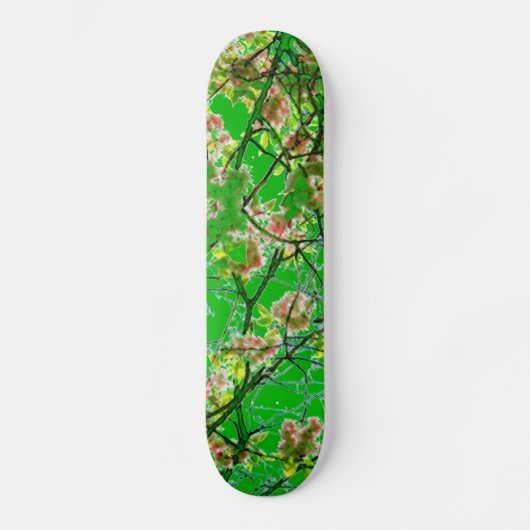 Kleurig roze groen abstract bloemontwerp skateboard (Voorkant)