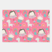 Kleurig roze patroon en regenboogpatroon inpakpapier vel (Voorkant 3)