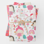 Kleurig roze patroon en regenboogpatroon inpakpapier vel (In situ)